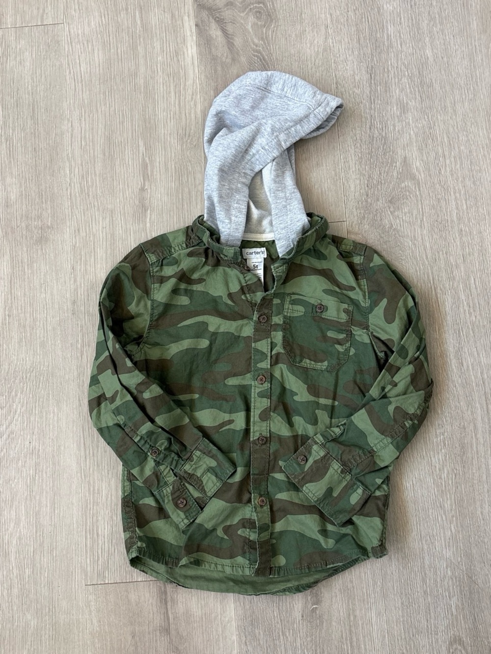 Carter's boys camouflage long-sleeve hooded button-down shirt